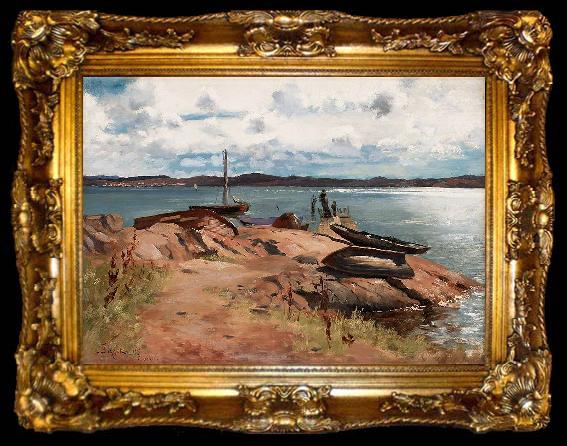 framed  Hugo Birger Vid bryggan, Lysekil, ta009-2